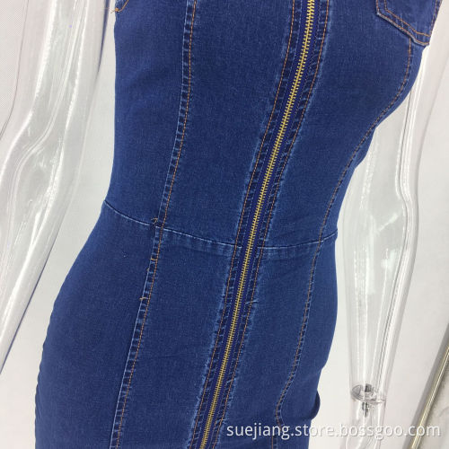 New Types of Women Causal Sleeveless Denim Dress